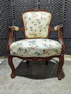 Antique Victorian Hand Carved Floral Arm Chair (B)