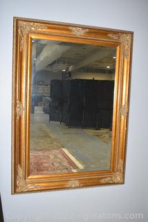 Vintage Rectangular Gold Framed Beveled Mirror