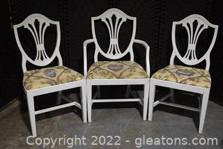 3 Painted White Duncan Phyfe Style Chairs