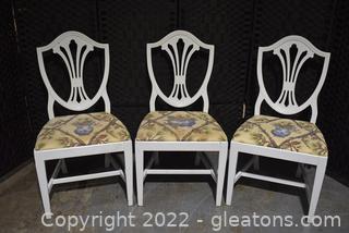 3 Painted White Duncan Phyfe Style Side Chairs