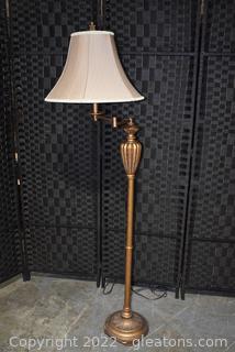 Gold Brushed Neoclassical Bridge Arm Floor Lamp