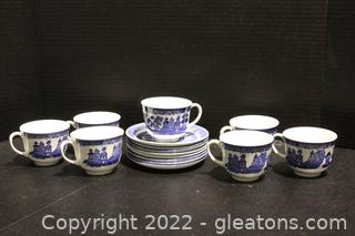 Johnson Bros Willow Blue Saucers & Cups