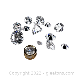 Loose Cubic Zirconia Stones - One is Set in 14k Yellow Gold!