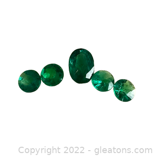 5 Loose Emerald Gemstones Oval and Round