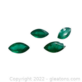 4 Loose Emerald Gemstones Marquise Cut