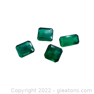 4 Loose Emerald Gemstones Emerald Cut