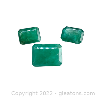 3 Loose Opaque Emerald Gemstones Emerald Cut
