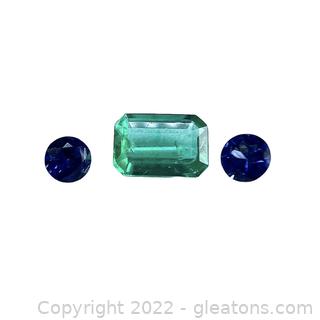 3 Loose Gemstones - Emeralds & Sapphires