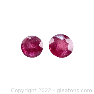 2 Loose Clarify Enhanced Ruby Gemstones Round