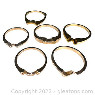 6 Contoured Wedding Bands in 18kt and 14kt Yellow Gold