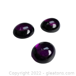 3 Loose Grape Garnet Gemstones Oval Cabochons
