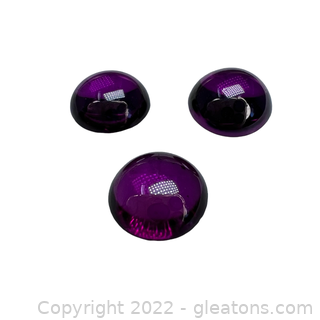 3 Loose Grape Garnet Gemstones Round Cabochons