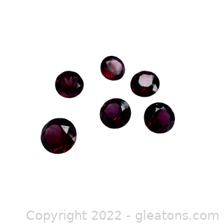 6 Loose Garnet Gemstones Round