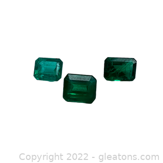 3 Emerald Cut Synthetic Emeralds
