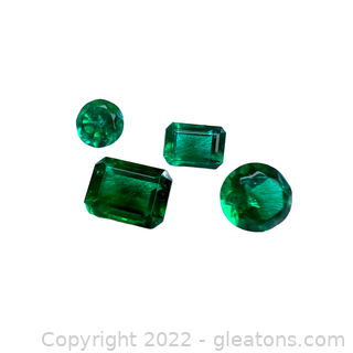 4 Loose Dyed Green Quartz Gemstones