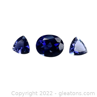 3 Imitation Tanzanite Gemstones Loose