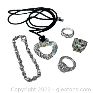 Designer Judith Ripka Sterling Silver Jewelry Lot