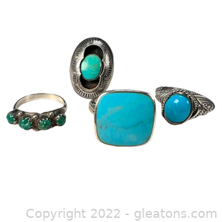 Sterling Silver Turquoise Ring Lot