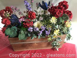 Flower Arrangement in Wooden Vase Box