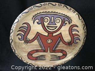Signed by Artists, Hand Painted and Carved Tray from Panama 