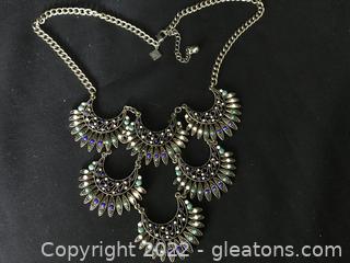 Delicate 3 Bib Half Moon Shaped Necklace by Charles Nobel