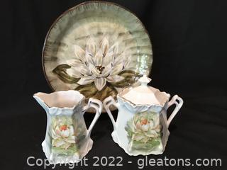 Awesome Water Lily Plate - Creamer and Sugar