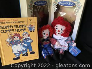 Everyone Loves Raggedy Ann and Andy Dolls and Vintage Book