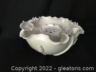 Vintage and Unique, Water Lily Vase/Bowl with Flower Frog