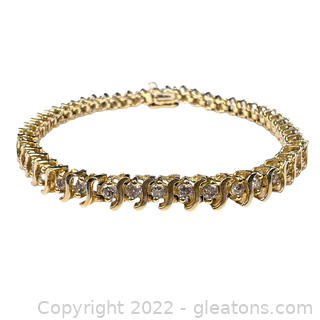 14kt Yellow Gold Diamond "S" Link Tennis Bracelet