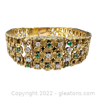 Stunning 14kt Yellow Gold Ebel Watch with Diamonds & Emeralds