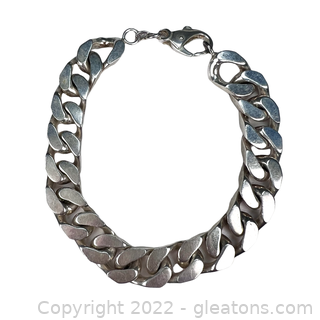 Heavy Sterling Silver Curb Chain Bracelet