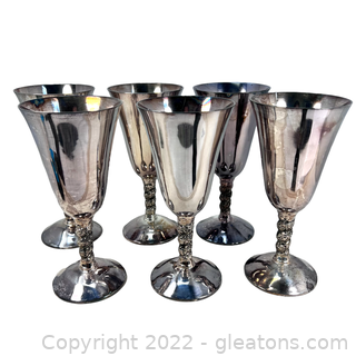 Set of 6 Plator Silver Plate Water Goblets