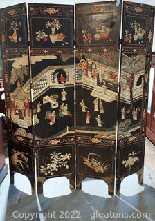 Lovely Asian Theme 4 Panel Room Divider - Scenes on Both Sides