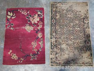 2 Small Throw/Area Rugs Well Worn