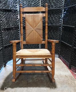  Very Nice Cracker Barrel Style Rocking Chair with Rush Seats