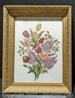 Framed Vintage Floral Embroidery (B)