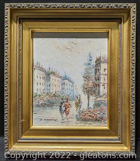 Original Impressionist Cityscape Painting Signed