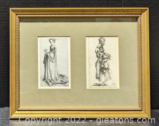 A Pair of Prints: “One of the Wise Virgins” & Gardener w/ an Urn and Reticule