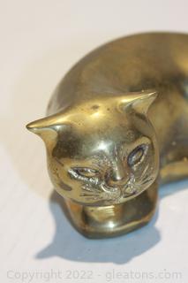 Brass Sleeping Cat 