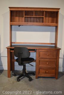 Study Desk with Hutch Bookshelf and Task Chair