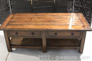 Rustic 4 Drawer Wooden Coffee Table