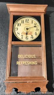 Vintage Wooden Coca-Cola “Delicious, Refreshing” Pendulum Wall Clock