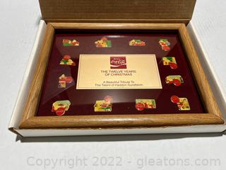 Coca-Cola The Twelve Years of Christmas Framed Pin Collection