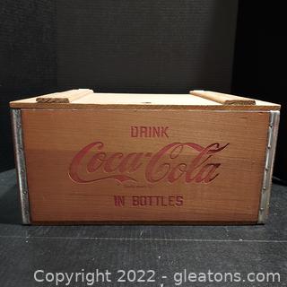 Nice Coca Cola Wooden Box with Hinged Lid