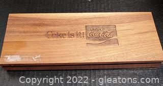 Nice Vintage Wooden Coca Cola Box Containing Scissors and Letter Opener
