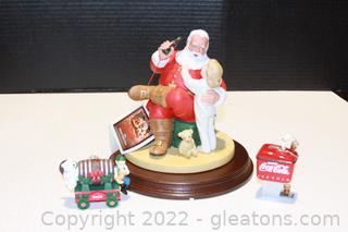 Limited Edition Coca-Cola The Classic Santa Claus 2nd Annual Christmas Figurine Plus 2 Ornaments
