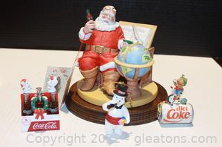 Coca-Cola The Classic Santa Claus “Good Boys & Girls” Figurine with 3 Ornaments