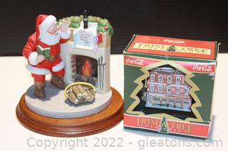 Coca-Cola The Classic Santa Claus “Santa, Please Pause Here” Figurine & Ornament