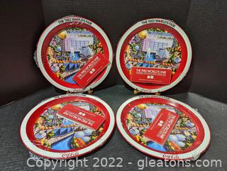 Set of 4 Coca-Cola 1982 Worlds Fair Tray in Original Packaging w/ Booklet (A)