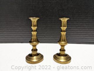 Cute pair of solid brass matching candlesticks